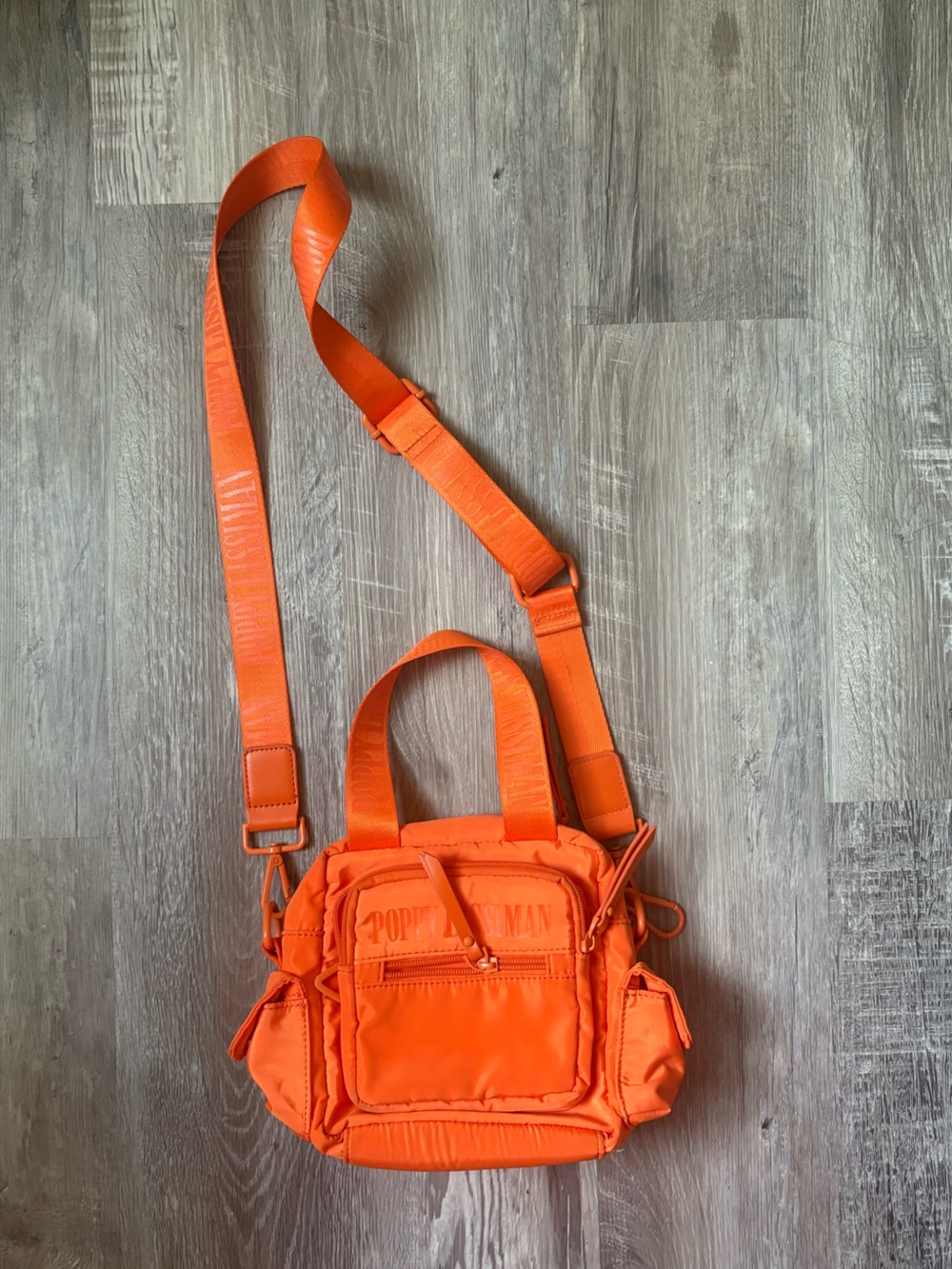 Poppy Lissiman Orange Crossbody Bag with Top Handles